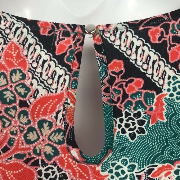Label Rachel Roy Batik Style Blouse Floral Tie M - Picture 3 of 7